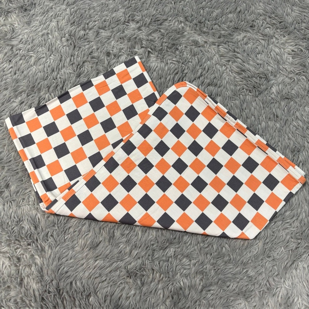 Miller & Co swaddle Blanket Orange & Black checkered 48x48 NEW